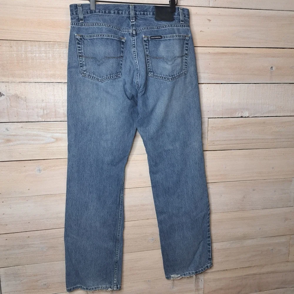 Bikercore Thrashed‎ Harley Davidson Jeans Men's 36x34 Straight Leg Relaxed Fit